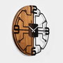 Wallity Reloj de Pared Decorativo 61, Madera y Metal, Nogal y Negro, 56 cm